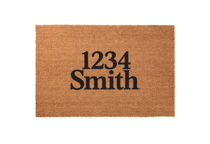 Custom House Number + Family Name Welcome Mat