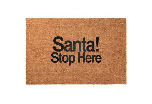Santa Stop Here Welcome Mat
