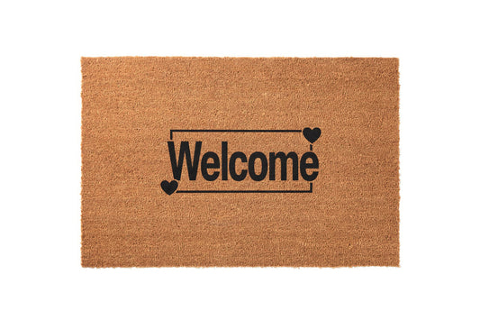 Heart Silhouette Border Welcome Welcome Mat