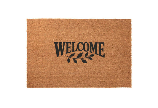 Greenery Leaves Welcome Border Welcome Mat