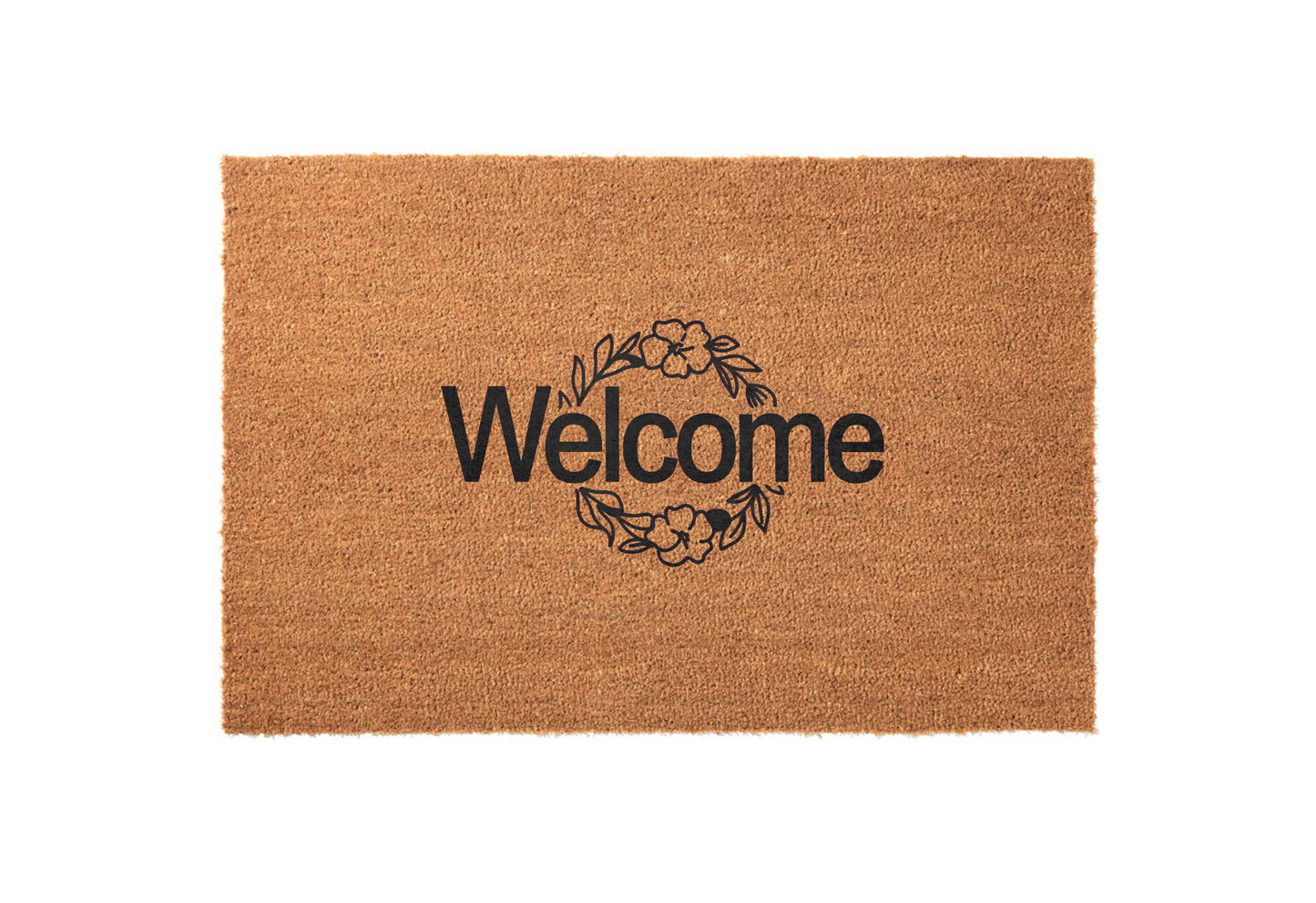 Welcome Garden Wreath Design Welcome Mat