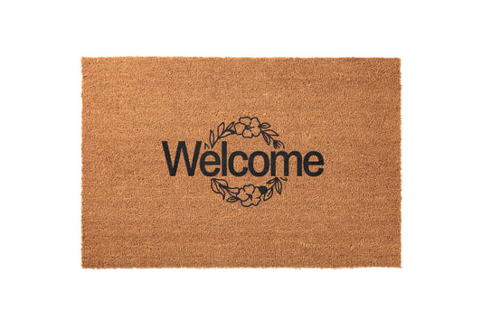 Welcome Garden Wreath Design Welcome Mat